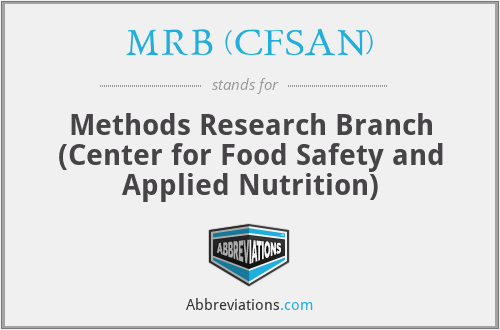 MRB (CFSAN) - Methods Research Branch (Center for Food Safety and Applied Nutrition)
